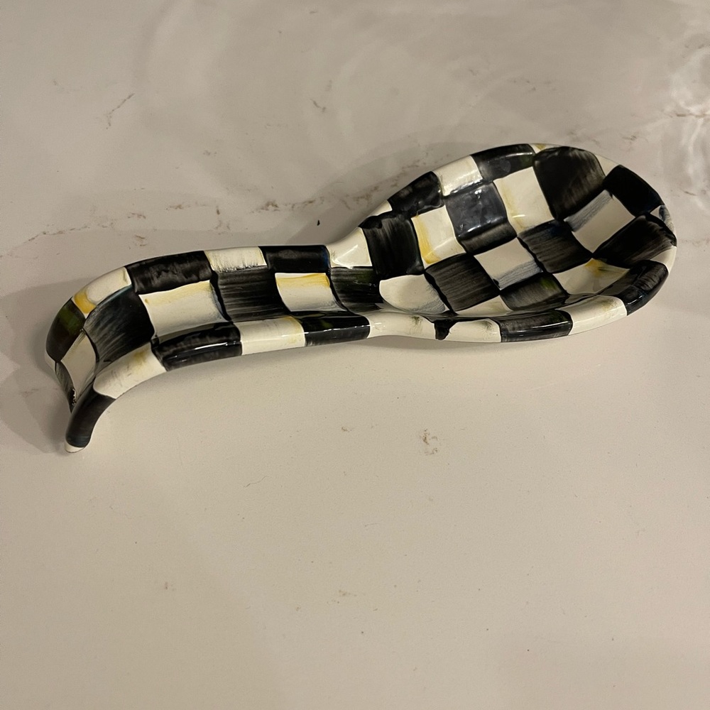 Mackenzie Childs Courtly Check Enamel Spoon Rest
